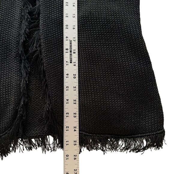 Chico's Size 2/ US L Womens Cardigan Open Weave One Button Fringe Bohemian Linen - Picture 10 of 11